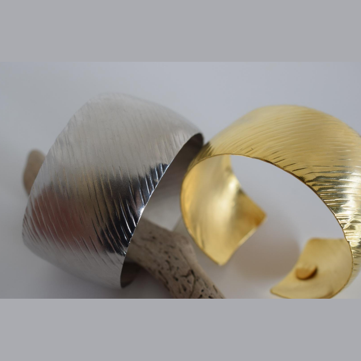 Thalassa bracelet, hammered design, Greek hammered jewelry, handmade, available in 18K gold plated or silver plated