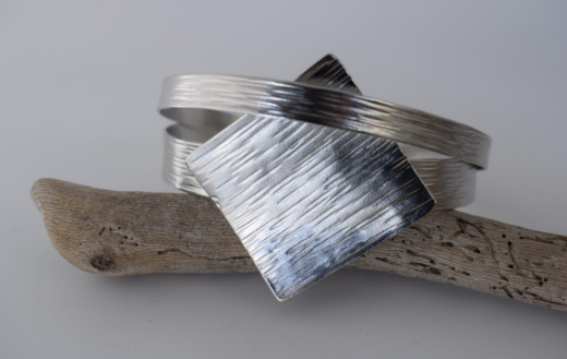 Mosaic Bracelet – Greek Hammered Jewelry – Available in 18K Gold, Silver, and Rose Gold Plated. Bold hammered square design inspired by ancient Greek mosaics.