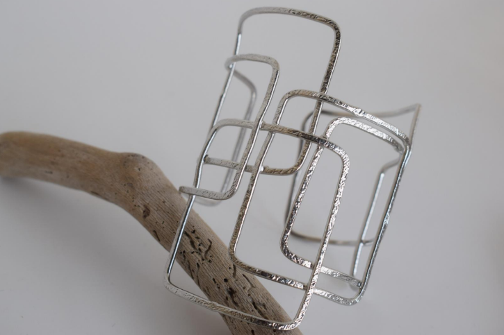 Doryphoros bracelet, hammered rectangular geometric design, Greek hammered jewelry, handmade, available in 18K gold plated or silver plated