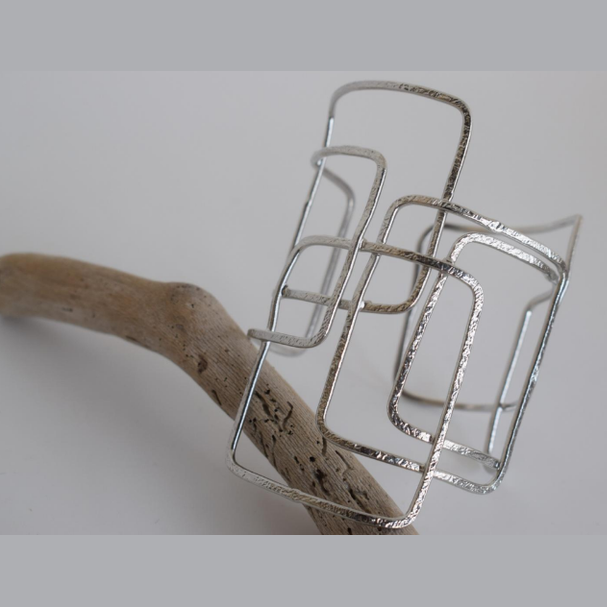 Doryphoros bracelet, hammered rectangular geometric design, Greek hammered jewelry, handmade, available in 18K gold plated or silver plated