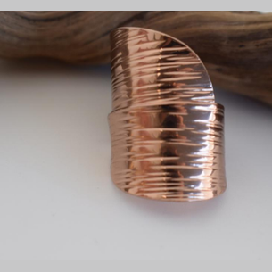 Roi Ring – Greek hammered jewelry – 18K gold or silver plated – wide hammered wave texture ring