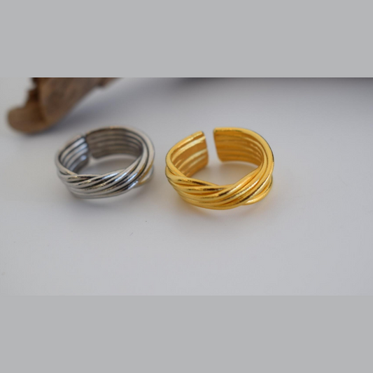 Desmos Ring â Greek Hammered Jewelry â 18K Gold or Silver Plated - N1550 - CF fashion