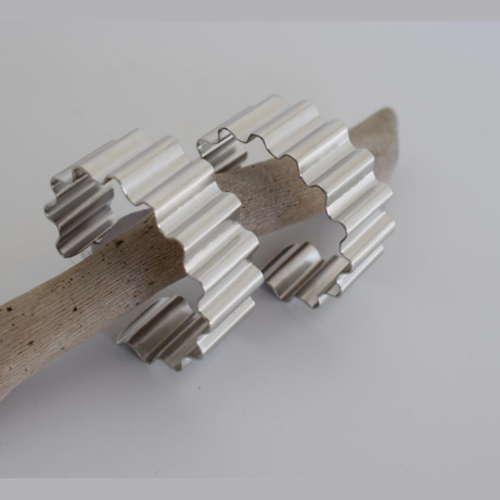 Rythmos earrings, wave-shaped hammered design, Greek hammered jewelry, handmade, available in 18K gold plated, silver plated, or rose gold plated