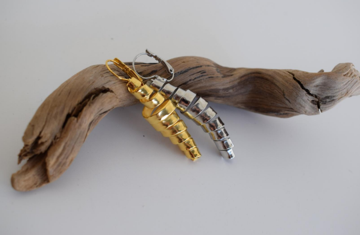 Ostreon Earrings – Handmade Greek Hammered Jewelry – 18K Gold or Silver Plated - N1586 - CF fashion