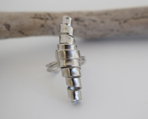 Ostreon Ring – Greek Hammered Jewelry – Available in 18K Gold, Silver, and Rose Gold Plated. Handmade spiral shell design, inspired by ancient Greek word for oyster/shell, symbol of the sea.