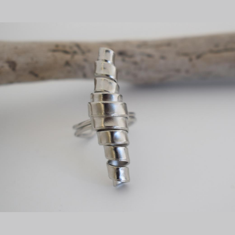 Ostreon Ring – Greek Hammered Jewelry – Available in 18K Gold, Silver, and Rose Gold Plated. Handmade spiral shell design, inspired by ancient Greek word for oyster/shell, symbol of the sea.