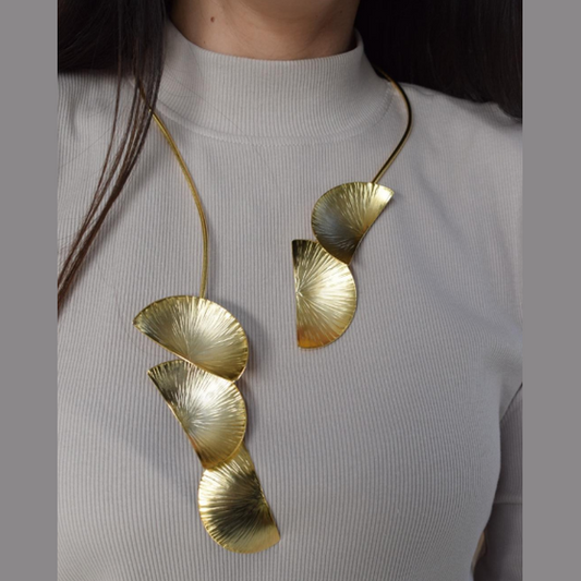 Thalassa Necklace – Greek Hammered Jewelry – 18K Gold, Silver and Rose Gold Plated – Handmade necklace with hammered seashell wave-inspired design