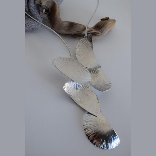 Thalassa Necklace – Greek Hammered Jewelry – 18K Gold, Silver and Rose Gold Plated – Handmade necklace with hammered seashell wave-inspired design