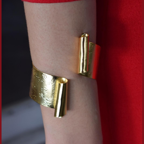 Papyrus Bracelet – Greek Hammered Jewelry – 18K Gold, Silver and Rose Gold Plated – Handmade bracelet with hammered scroll-inspired design