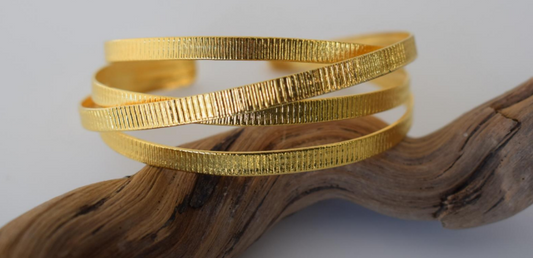 Heliara Bracelet – Greek Hammered Jewelry – 18K Gold, Silver and Rose Gold Plated – Handmade hammered spiral bracelet with elegant Greek design.