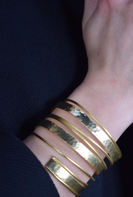 Knossos Bracelet – Greek Hammered Jewelry – 18K Gold, Silver and Rose Gold Plated – Handmade bracelet with hammered texture and elegant design