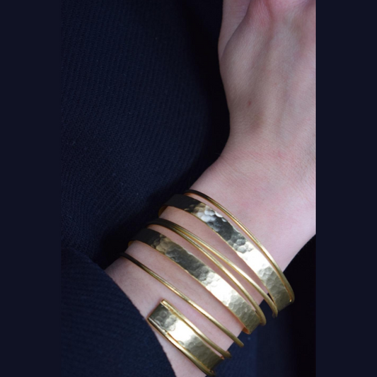 Knossos Bracelet â Greek Hammered Jewelry â 18K Gold, Silver and Rose Gold Plated â Handmade bracelet with hammered texture and elegant design