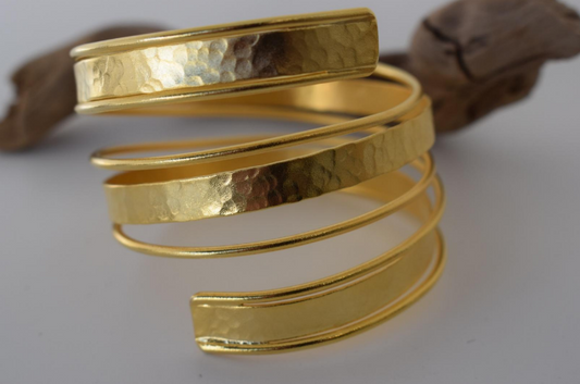 Knossos Bracelet – Greek Hammered Jewelry – 18K Gold, Silver and Rose Gold Plated – Handmade bracelet with hammered texture and elegant design