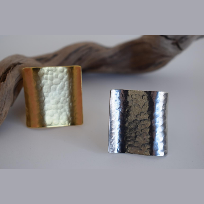 Aegis Ring – Greek Hammered Jewelry – Available in 18K Gold, Silver, and Rose Gold Plated. Wide handmade hammered shield design inspired by the mythical Aegis of Zeus and Athena.