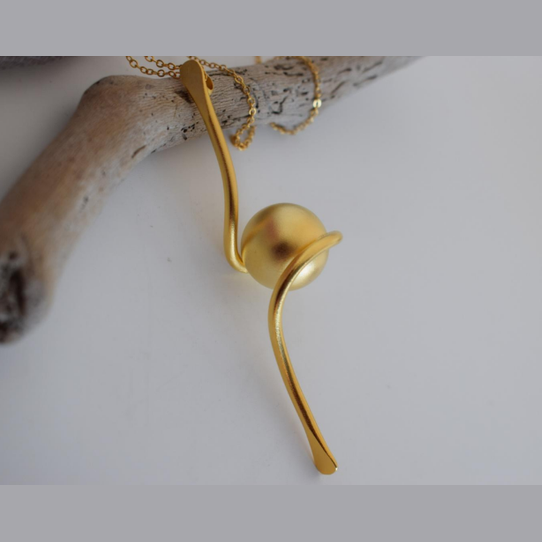 Sphairidio necklace – Greek hammered jewelry – 18K gold or silver plated – spherical pendant,rose gold