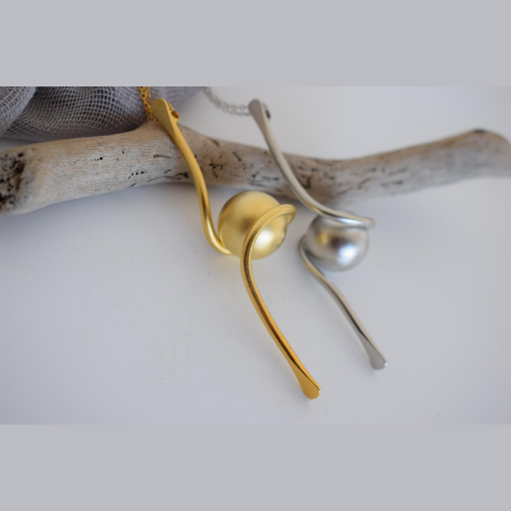 Sphairidio necklace – Greek hammered jewelry – 18K gold or silver plated – spherical pendant,rose gold