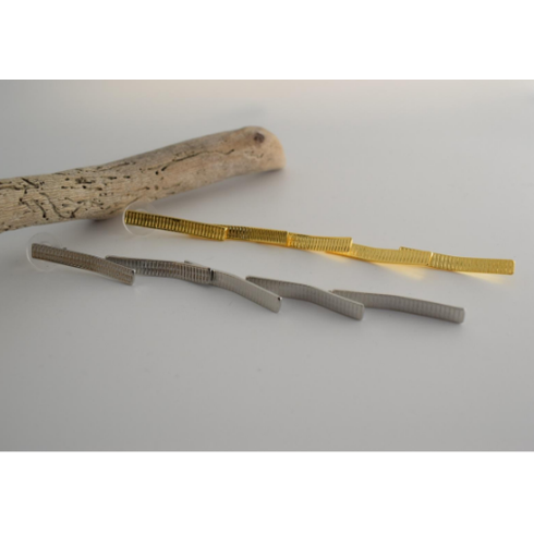 Aetheras Earrings – Greek Hammered Jewelry – Available in 18K Gold, Silver, and Rose Gold Plated. Slender hammered lines inspired by the Greek concept of Aether.