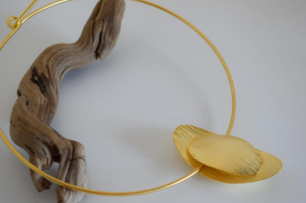 Handcrafted Ostraka necklace, Greek hammered jewelry, rose gold plated, overlapping shell-inspired design