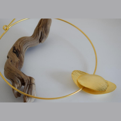 Handcrafted Ostraka necklace, Greek hammered jewelry, rose gold plated, overlapping shell-inspired design