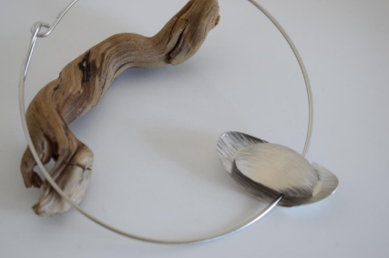 Handcrafted Ostraka necklace, Greek hammered jewelry, rose gold plated, overlapping shell-inspired design