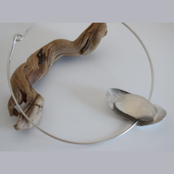 Handcrafted Ostraka necklace, Greek hammered jewelry, rose gold plated, overlapping shell-inspired design