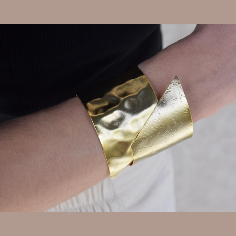 Aspida bracelet in 18K gold or silver plated Greek hammered shield-inspired design