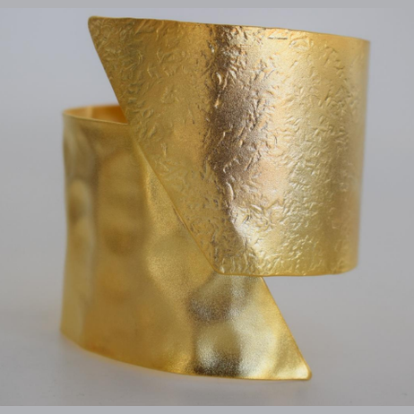 Aspida bracelet in 18K gold or silver plated Greek hammered shield-inspired design