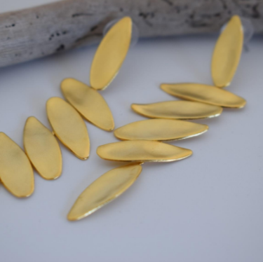 Handmade olive leaf earrings in 18k gold plated and silver plated finish, inspired by ancient Greek design