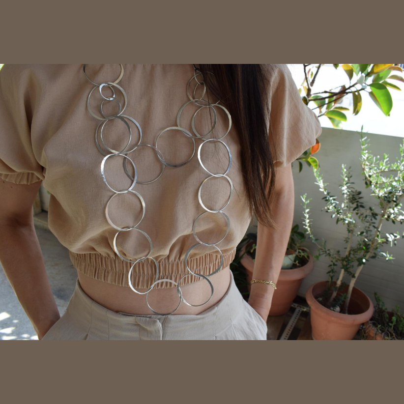 Handcrafted Kyklos necklace, Greek hammered jewelry, 18K gold or silver plated, ancient Greek inspired circles