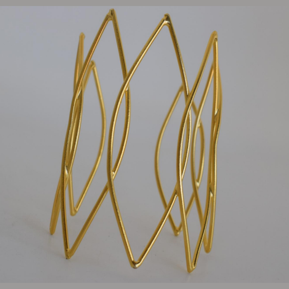 Chrysalis Bracelet – Greek Hammered Jewelry – 18K Gold or Silver Plated – Geometric Openwork Design