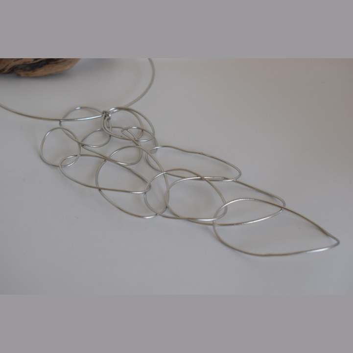 Handcrafted Elysia necklace, Greek hammered jewelry, 18K gold plated, cascading hammered oval design inspired by the Elysian Fields