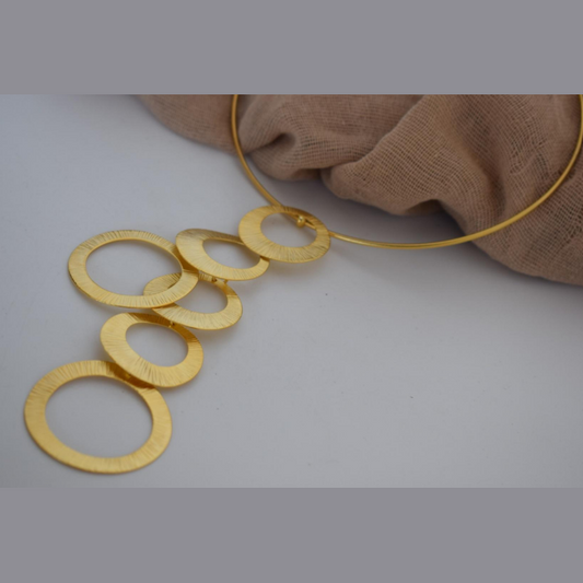 Pleiades Necklace – Greek Hammered Jewelry – 18K Gold or Silver Plated – Cascading Hammered Circles