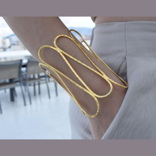 Aenaon Cuff Bracelet in 18K gold or silver plated Greek hammered infinity design