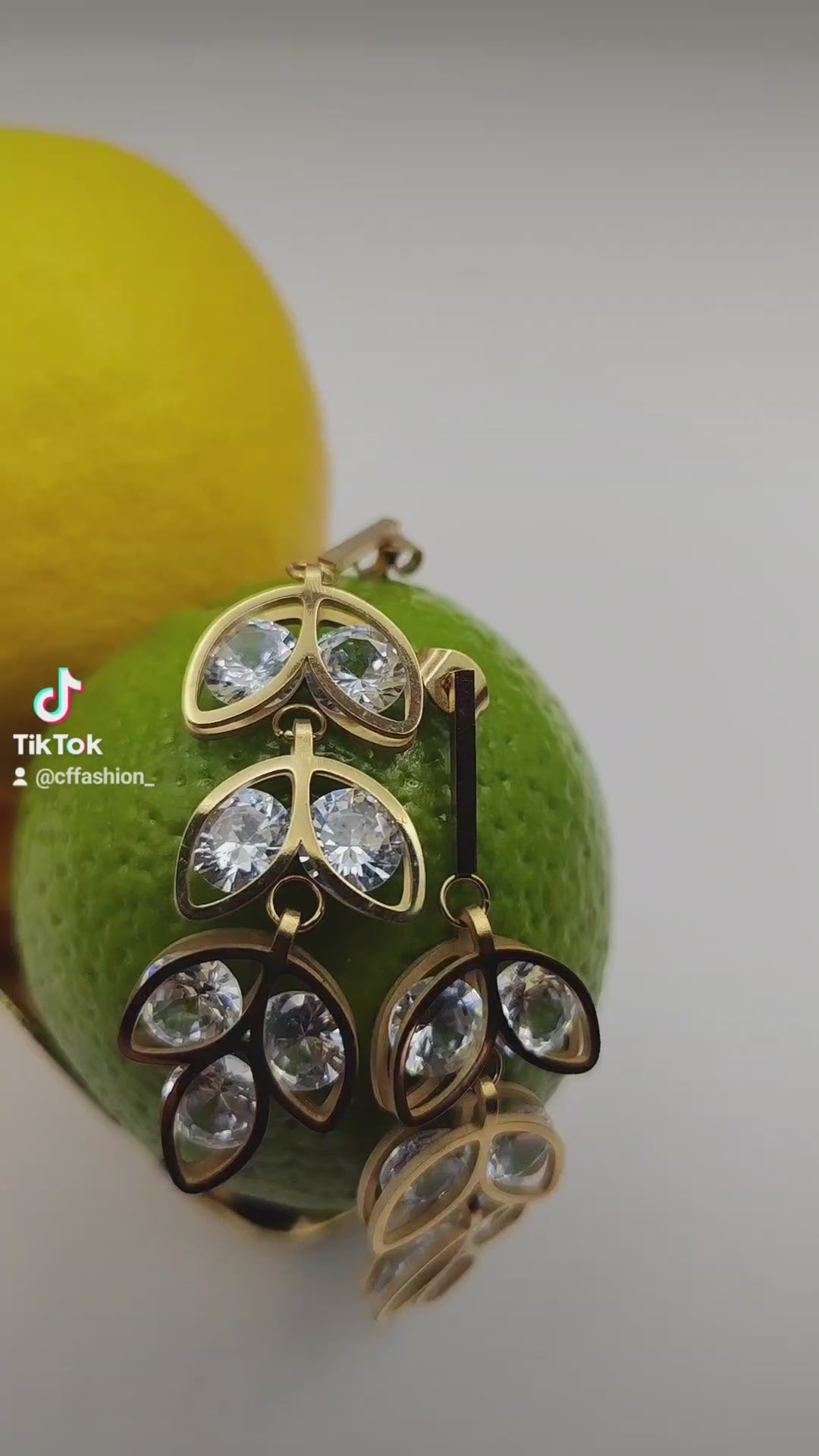 Crystal Laurel Leaf Dangle Earrings – Elegant Stainless Steel, Hypoallergenic