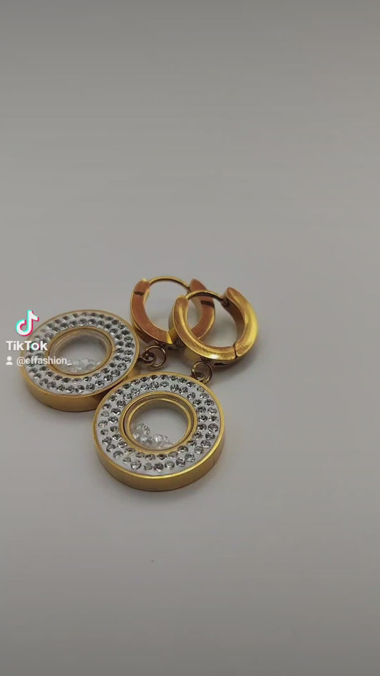 Halo Crystal Dangle Earrings – Elegant Stainless Steel, Hypoallergenic