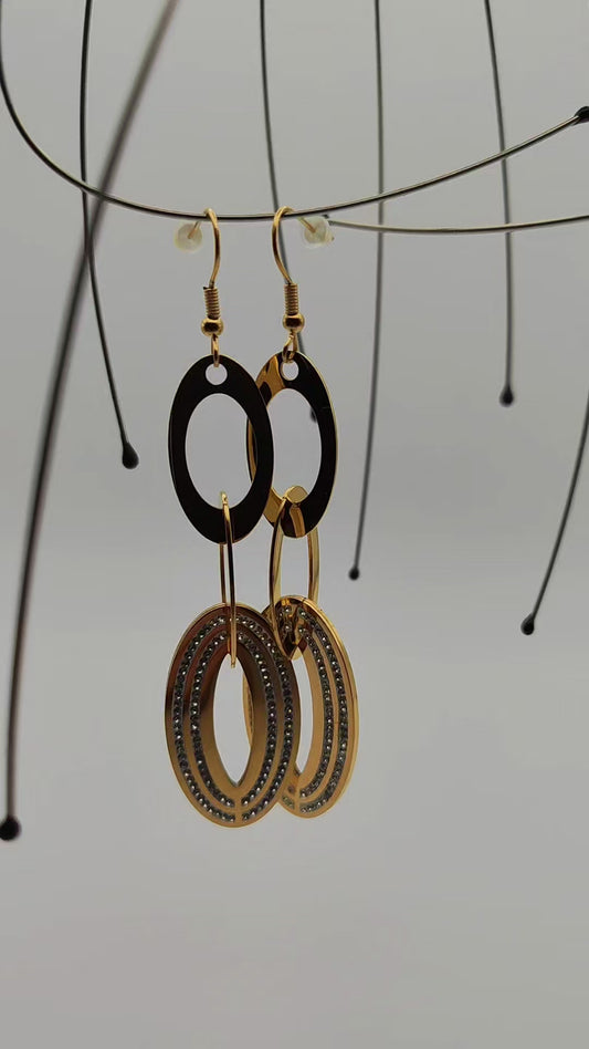 Long Stainless Steel Crystal Drop Earrings – Statement Sparkling Dangle Jewelry for Evening Outfits