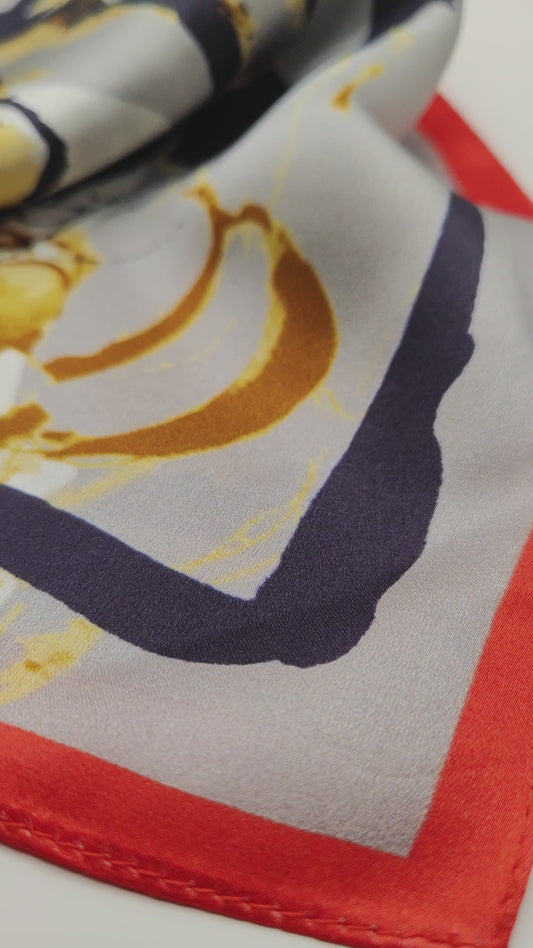 Picasso luxury silk square scarf 55x55 – abstract floral design – CF fashion