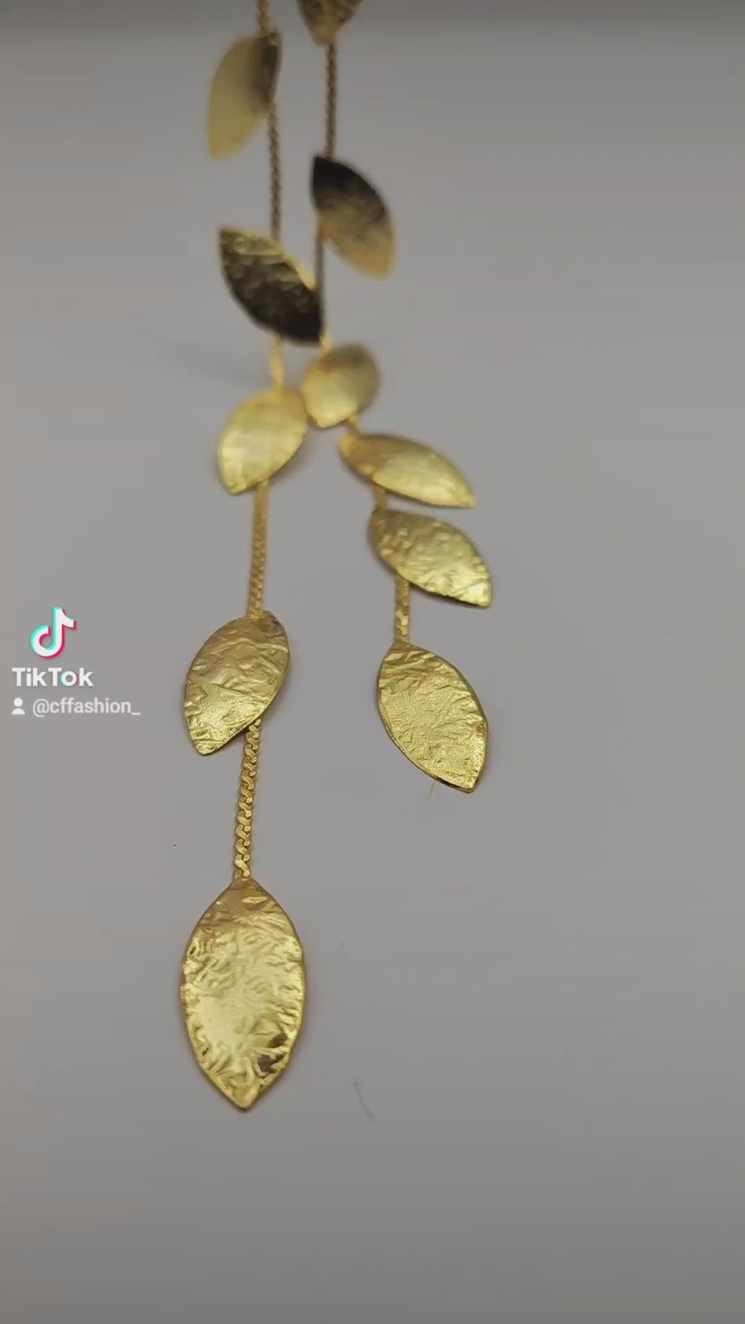 Phylion necklace Greek hammered jewelry 18K gold or silver plated with leaf design