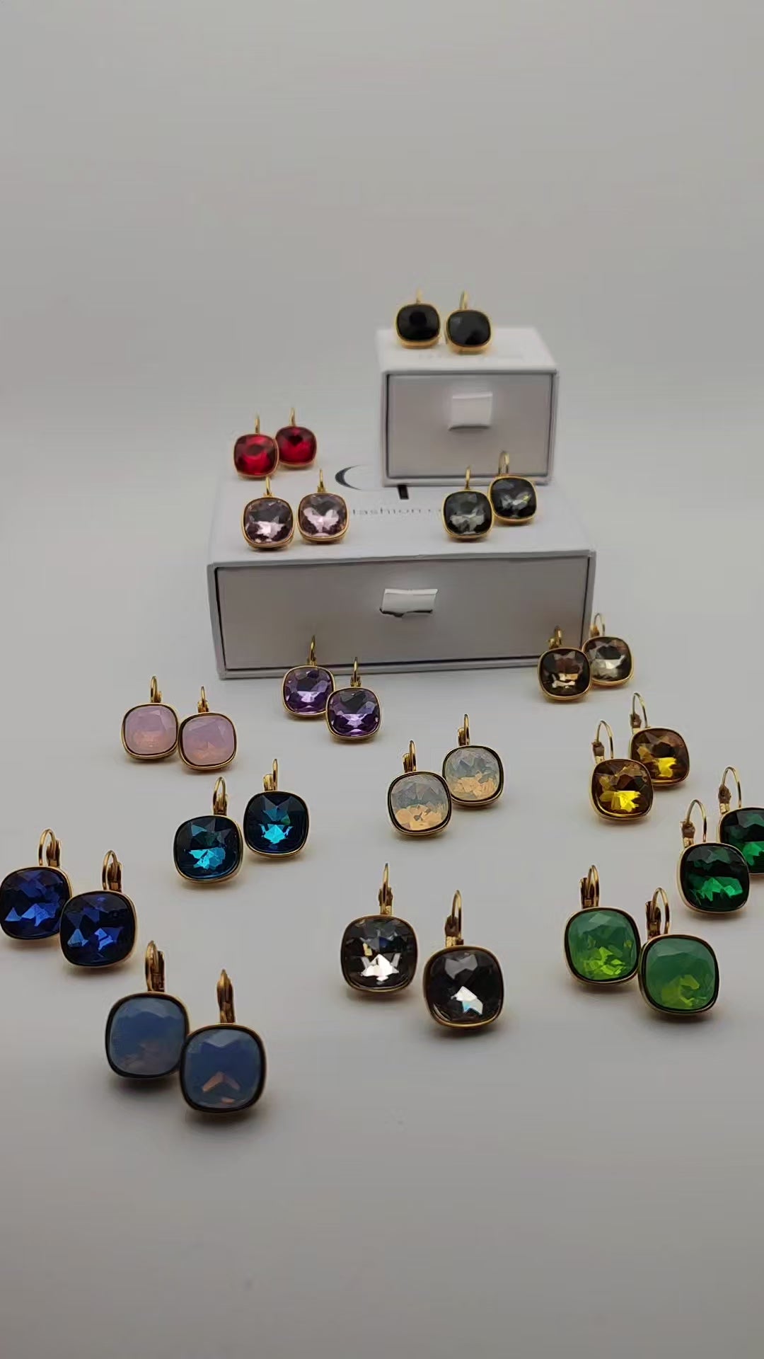 Hypoallergenic Stainless Steel Crystal Earrings in Multiple Colors