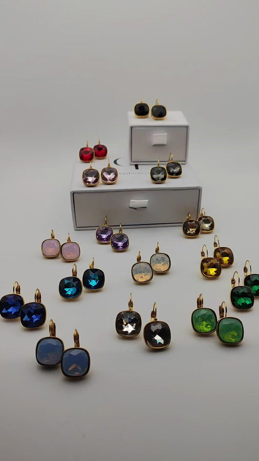 Hypoallergenic Stainless Steel Crystal Earrings in Multiple Colors