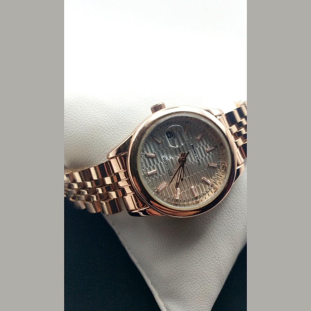 Elegant Rose Gold Stainless Steel Quartz Watch