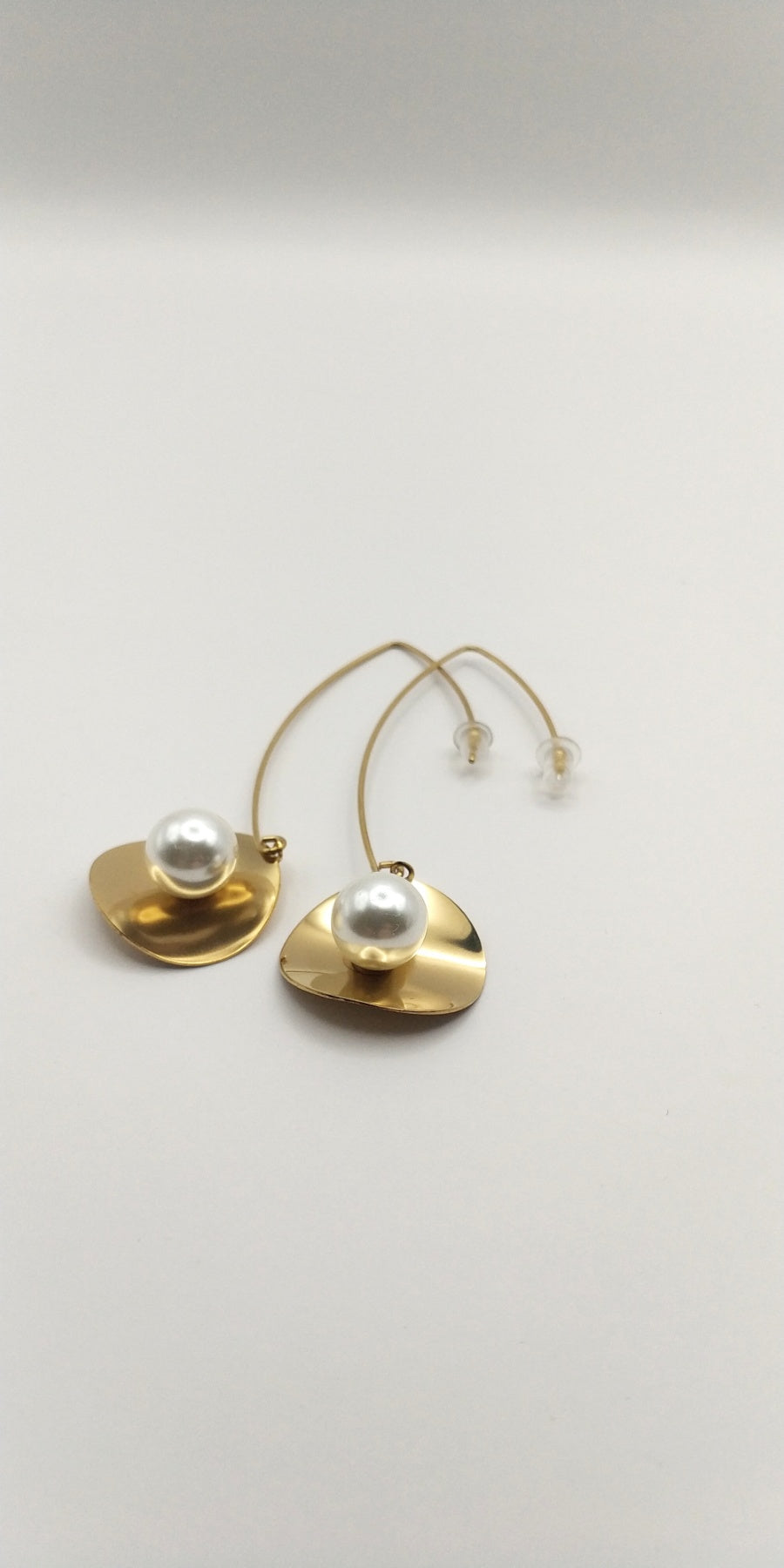 Disc Pearl Stainless Steel Drop Earrings – Modern Elegance & Timeless Charm - SSE 7 - CF fashion