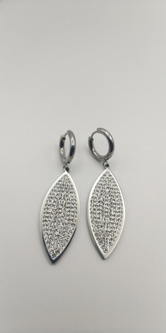 Crystal Marquise Stainless Steel Dangle Earrings