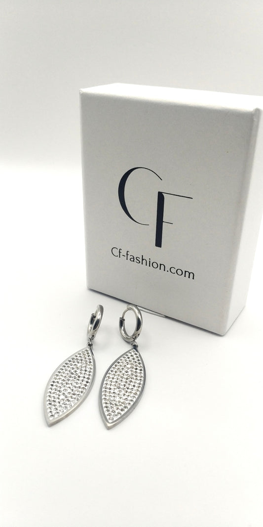 Crystal Marquise Stainless Steel Dangle Earrings