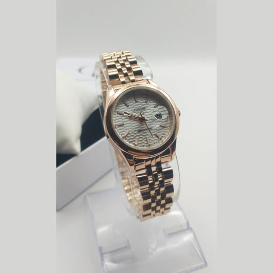 Elegant Rose Gold Stainless Steel Quartz Watch