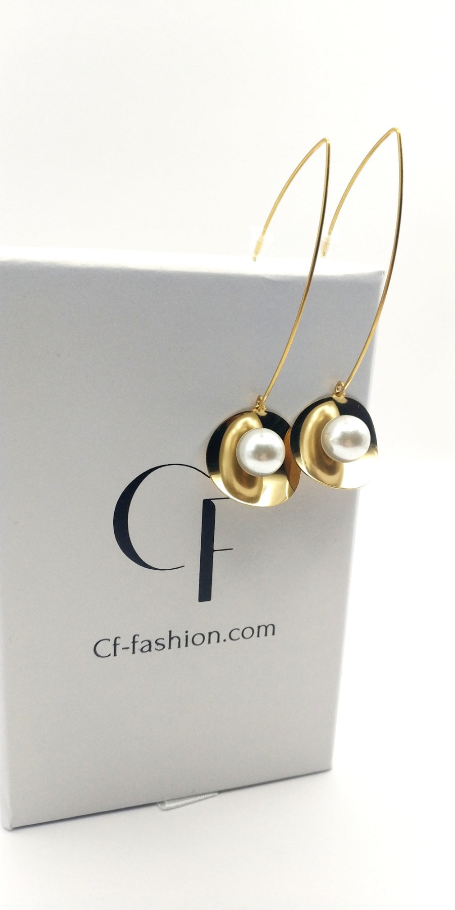 Disc Pearl Stainless Steel Drop Earrings
