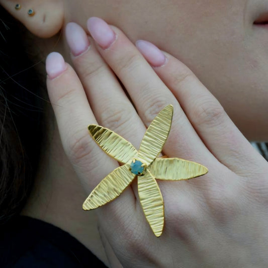 Handmade Ring Gold Flower -  N2094 - CF fashion
