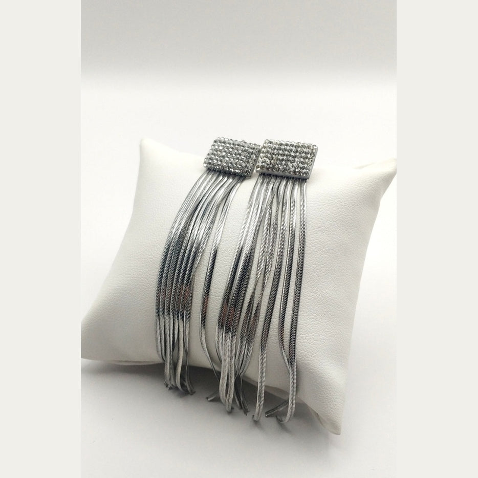 Glam Chain Stainless Steel Tassel Earrings