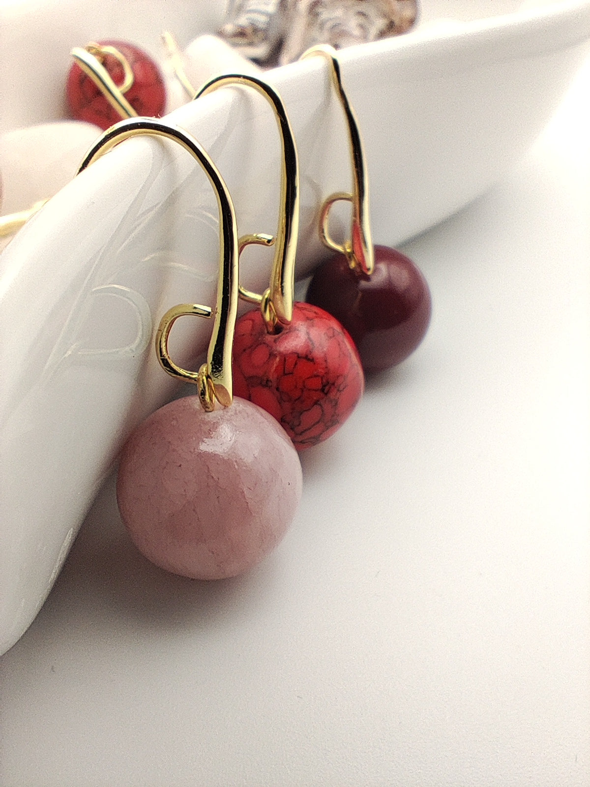 Handmade Natural Gemstone Earrings – 18K Gold Plated & Hypoallergenic