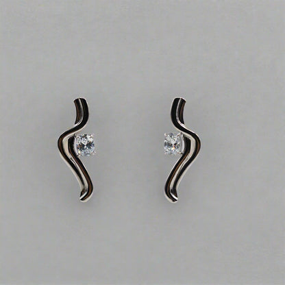 Serpentine Crystal Stud Earrings – Snake-Inspired Stainless Steel, Hypoallergenic